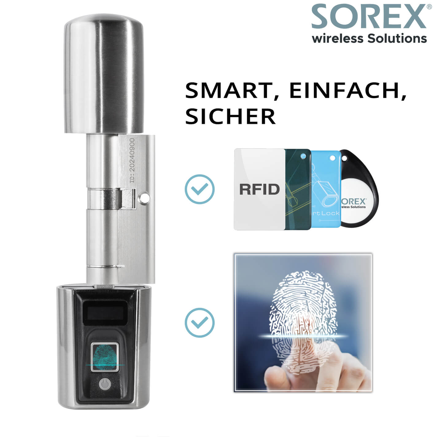 FLEX Fingerprint Schließzylinder & RFID Zylinder Türschloss Fingerabdruck digital elektronisch 2